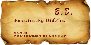 Bercsinszky Diána névjegykártya